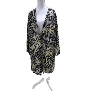 Soft Surroundings‎ Zebra Print Open-Front Kimono Cardigan Lightweight Layer